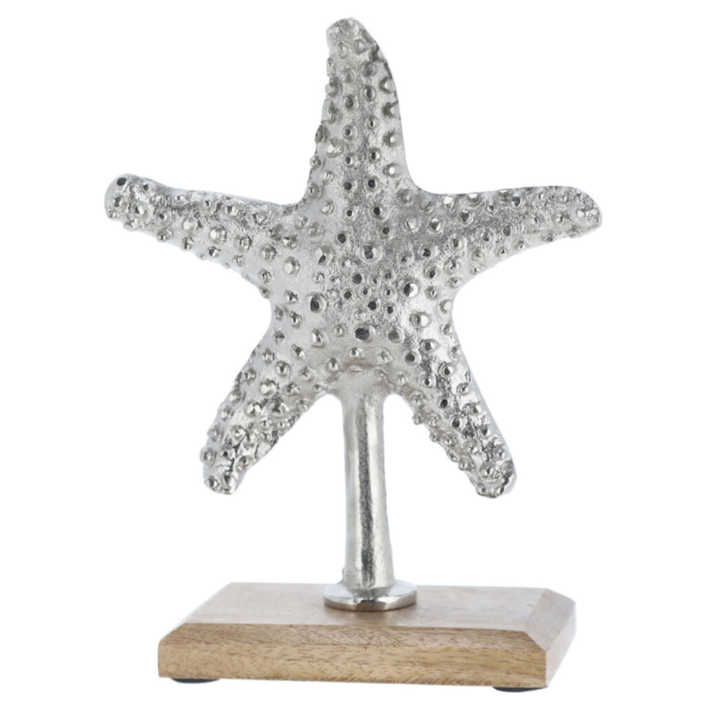 Deko Seestern, silber, maritimer Aufsteller, 22 cm Deko Seestern, silber, maritimer Aufsteller, 22 cm