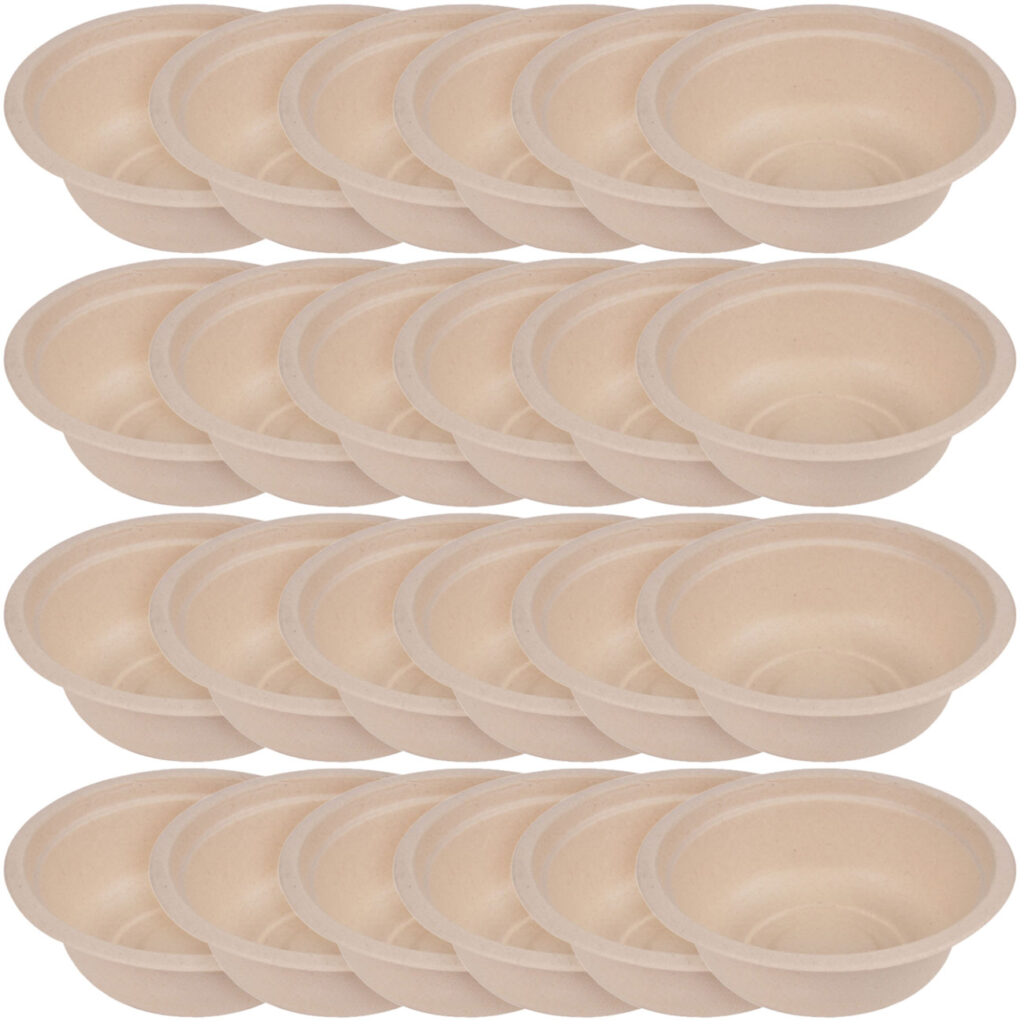 Schüssel aus Zuckerrohr 24er-Set, Teller biologisch abbaubar, 350 ml Schüssel aus Zuckerrohr 24er-Set, Teller biologisch abbaubar, 350 ml
