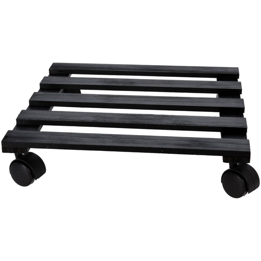 Pflanzenwagen, schwarz, quadratisch, Tannenholz, Rollwagen, L 28,5 x B 28,5 x H 4,5 cm Pflanzenwagen, schwarz, quadratisch, Tannenholz, Rollwagen, L 28,5 x B 28,5 x H 4,5 cm