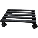 Pflanzenwagen, schwarz, quadratisch, Tannenholz, Rollwagen, L 28,5 x B 28,5 x H 4,5 cm