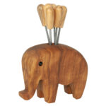 Elefant aus Olivenholz mit Cocktailgäbelchen, B 12 x H 8 cm