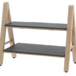 Etagere aus Schiefer und Kiefernholz, Servierständer mit 2 Etagen, 32 x 18 x 28 cm