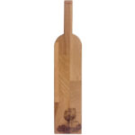 Servierbrett in Flaschenform mit Weinmotiv-Gravur, Buche, Braun, 55 x 15 cm