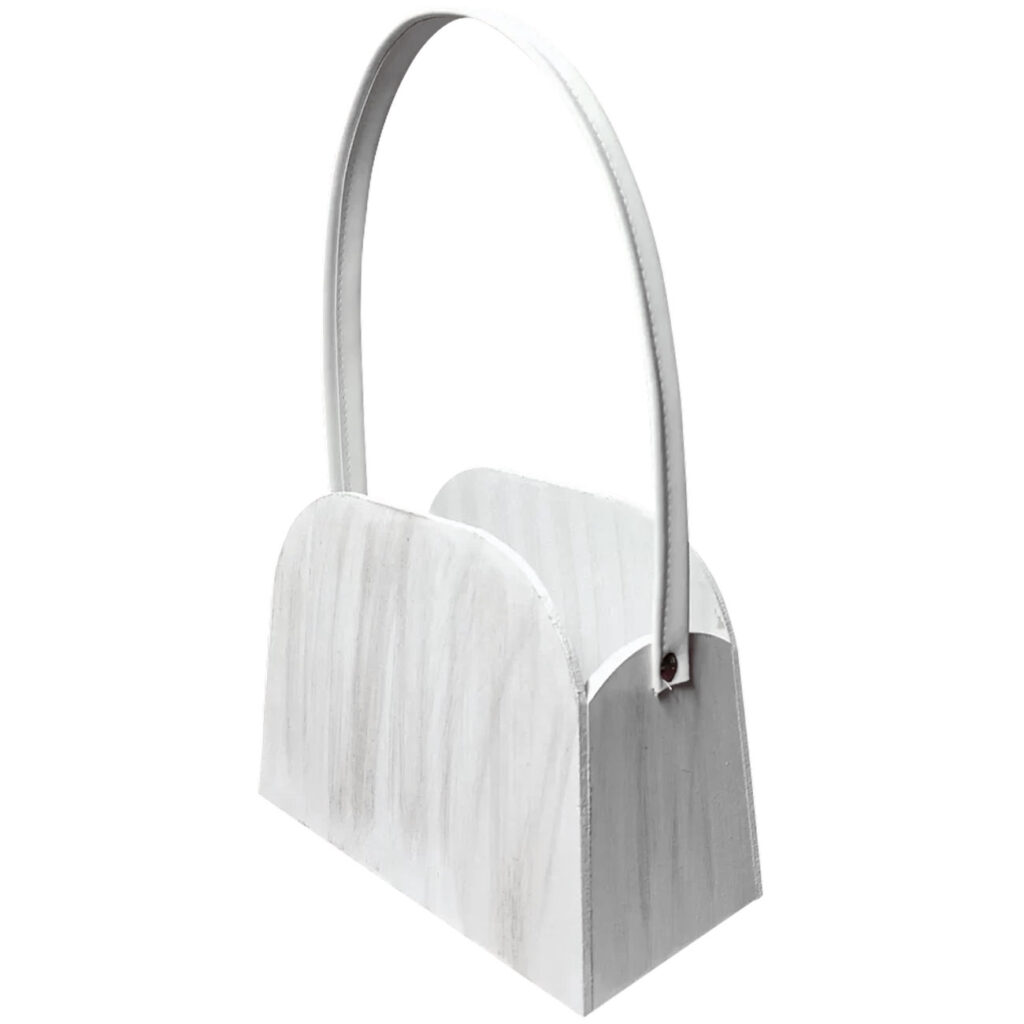 Taschen-Korb aus Holz, weiss, 20 x 9 x 15 cm