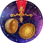 Sternzeichen Holz Puzzle Waage, 180 Teile, Horoskop Ø 24 cm