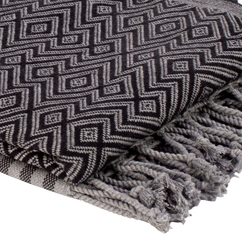 Hamamtuch aus reiner Baumwolle, handgefertigt, schwarz/weiss, 190 x 90 cm Hamamtuch aus reiner Baumwolle, handgefertigt, schwarz/weiss, 190 x 90 cm