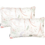 2er-Set Deko-Kissen Outdoor, Blumenmuster weiss, 30 x 50 x 10 cm