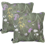 2er-Set Deko-Kissen Outdoor, Blumenmuster grün, 50 x 50 x 10 cm