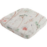 Stuhlkissen Outdoor, Blumenmuster weiss, 48 x 48 cm