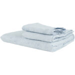 3-teiliges Hand- und Badetuch-Set aus 70% Holzfasern, hellblau
