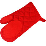 Ofenhandschuh, Baumwolle Polyester, Silikon, rot, 30 x 18 cm