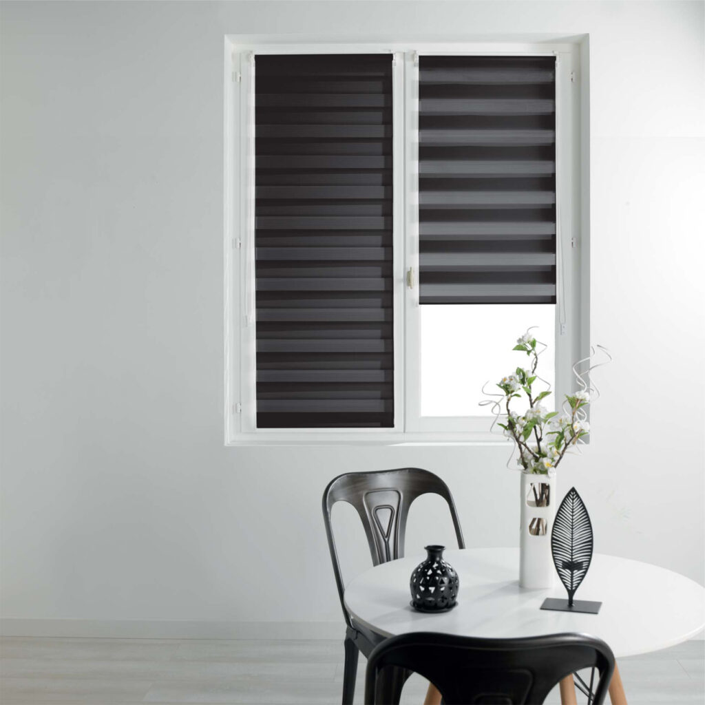 2er-Set Sichtschutzrollo Tag und Nacht mit Kettenzug, Polyester, Streifendesign schwarz 2er-Set Sichtschutzrollo Tag und Nacht mit Kettenzug, Polyester, Streifendesign schwarz