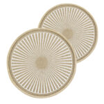 2er-Set runde Tischsets aus Jute, im Boho-Stil, braun, beige, 38 x 38 cm