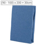 Premium Jersey Melange Fixleintuch, 100% Baumwolle, jeansblau, 90-100 x 200 + 30 cm
