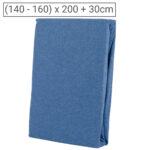Premium Jersey Melange Fixleintuch, 100% Baumwolle, jeansblau, 140-160 x 200 + 30 cm