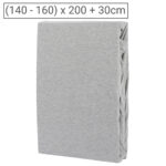 Premium Jersey Melange Fixleintuch, 100% Baumwolle, grau, 140-160 x 200 + 30 cm