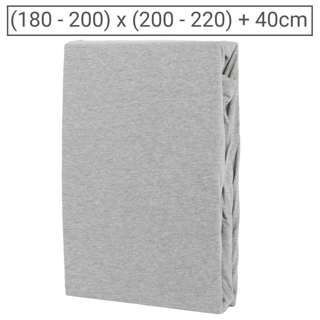 Premium Jersey Melange Fixleintuch, 100% Baumwolle, grau, 180-200 x 200-220 + 40 cm Premium Jersey Melange Fixleintuch, 100% Baumwolle, grau, 180-200 x 200-220 + 40 cm