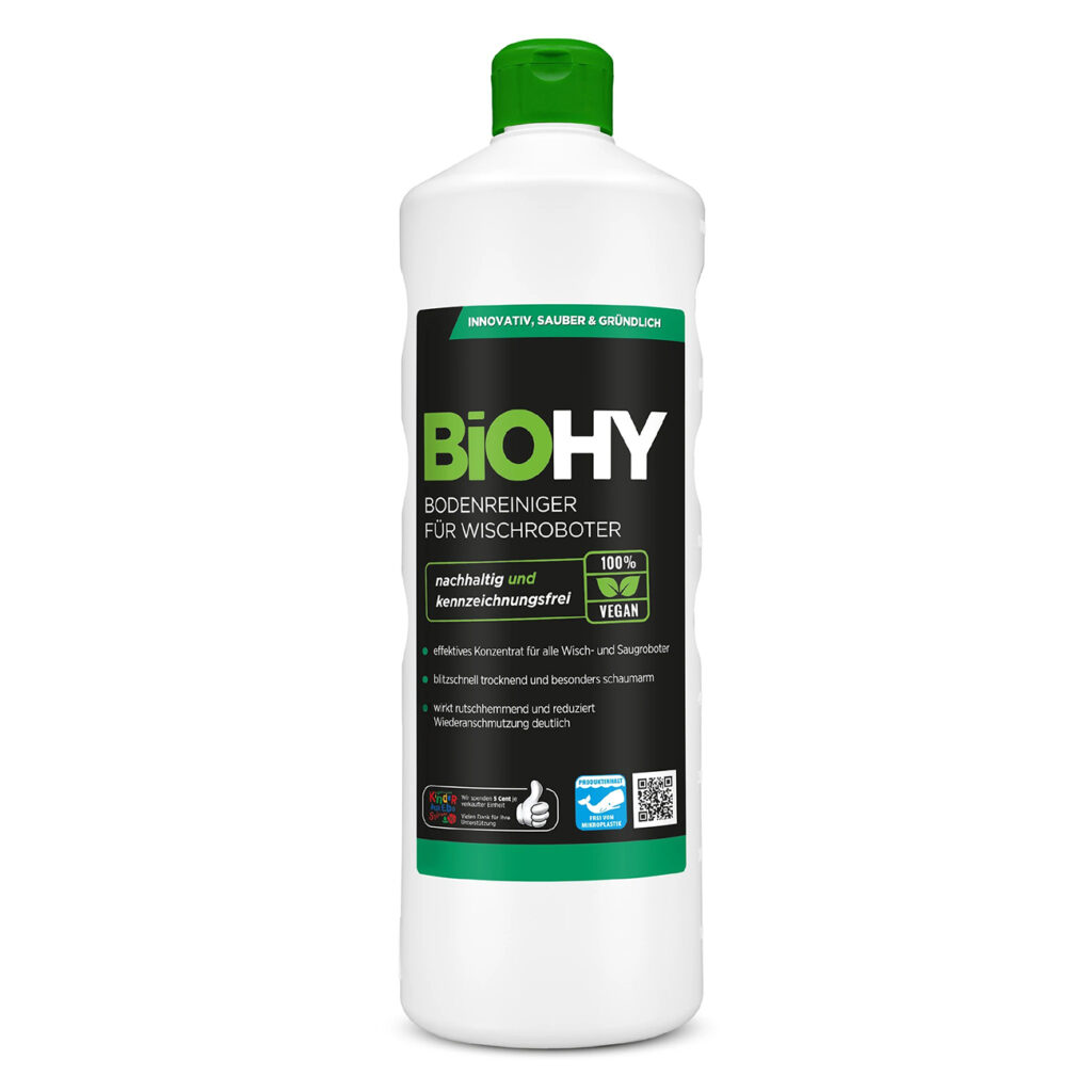 Bodenreiniger für Wischroboter, 100% vegan, pH 8,5, 1 Liter Bodenreiniger für Wischroboter, 100% vegan, pH 8,5, 1 Liter