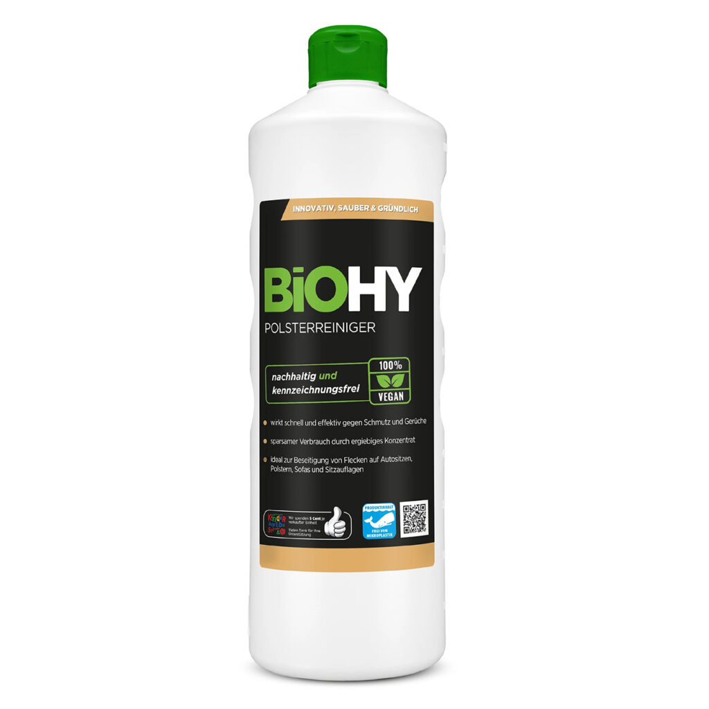 Polsterreiniger-Konzentrat, 100% vegan, pH 9, nachhaltig und kennzeichnungsfrei, 1 Liter Polsterreiniger-Konzentrat, 100% vegan, pH 9, nachhaltig und kennzeichnungsfrei, 1 Liter