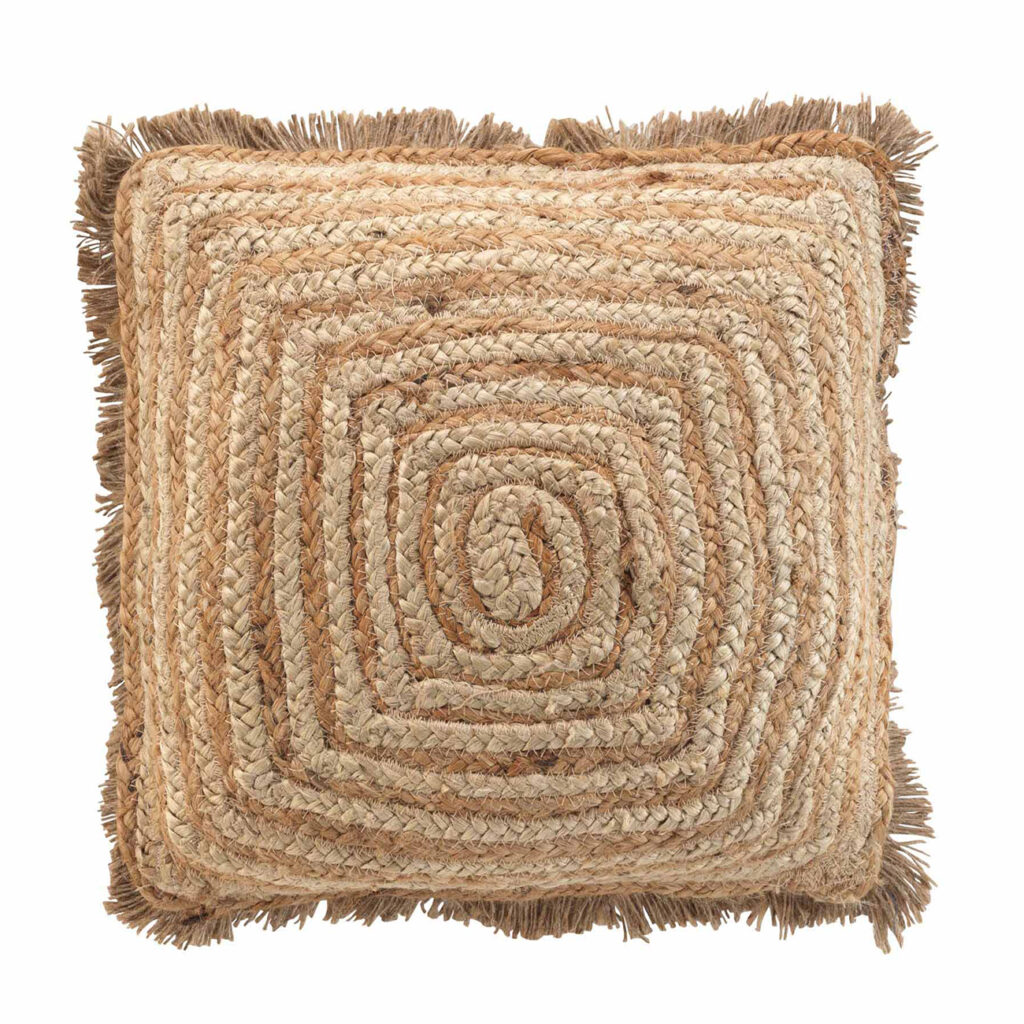 Kissenhülle aus Jute, Rückseite aus Baumwolle, mit Fransen, braun, 45 x 45 cm Kissenhülle aus Jute, Rückseite aus Baumwolle, mit Fransen, braun, 45 x 45 cm