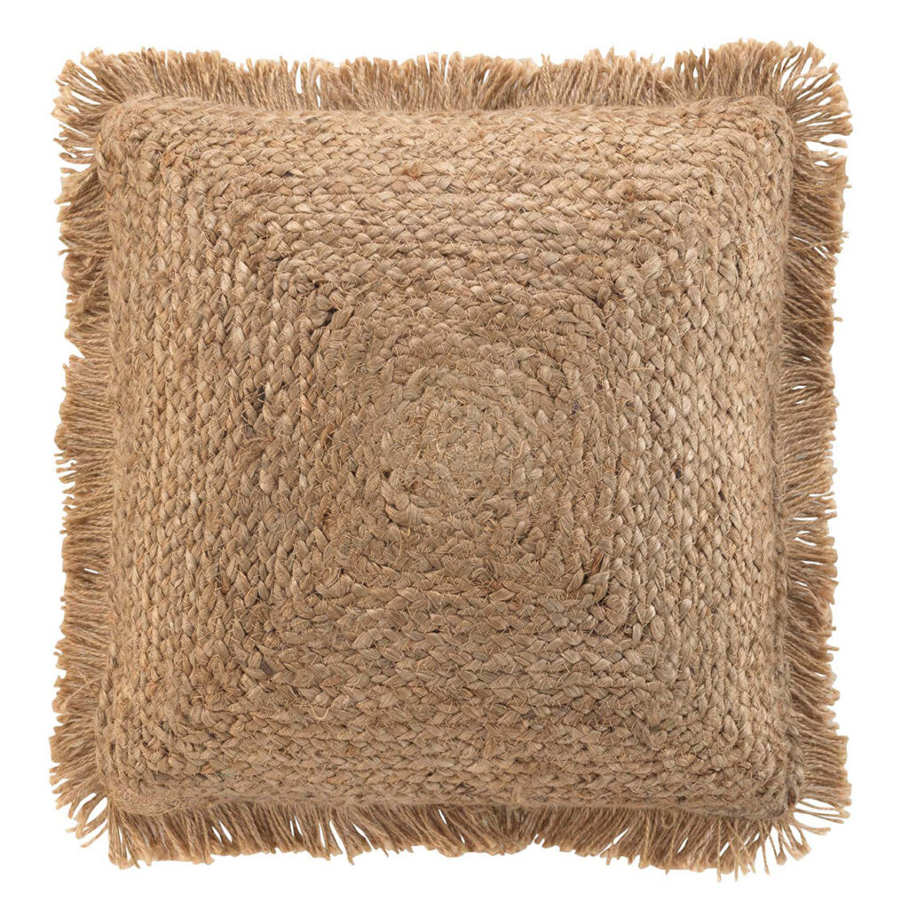Kissenhülle aus Jute, Rückseite aus Baumwolle, mit Fransen, braun, 45 x 45 cm Kissenhülle aus Jute, Rückseite aus Baumwolle, mit Fransen, braun, 45 x 45 cm