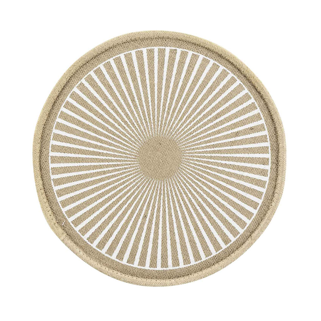 Rundes Tischset aus Jute, edles Boho-Design, braun, beige, 38 x 38 cm Rundes Tischset aus Jute, edles Boho-Design, braun, beige, 38 x 38 cm