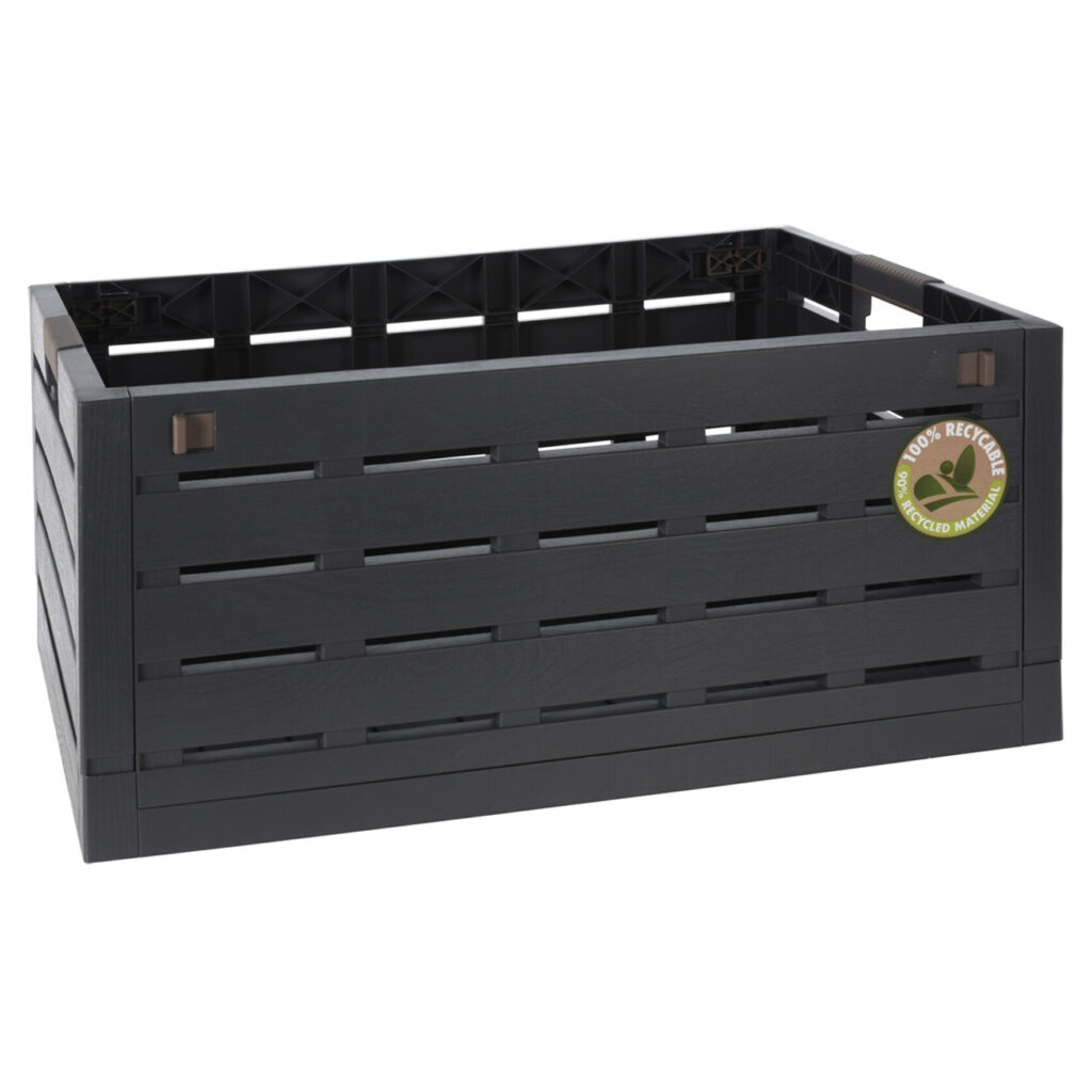 Klappbox aus Kunststoff, Faltkiste mit Grifföffnungen und Klappmechanismus Klappbox aus Kunststoff, Faltkiste mit Grifföffnungen und Klappmechanismus