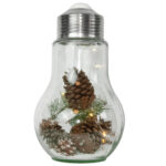 Weihnachtsdeko mit 10 LEDs und Tannenzapfen, Deko-Licht Glühbirne, 8 x 3 x 16 cm