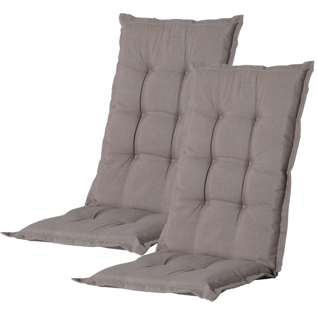 Hochlehner-Auflage 2er-Set, weiches und komfortables Gartenstuhlkissen, taupe, 123 x 50 cm Hochlehner-Auflage 2er-Set, weiches und komfortables Gartenstuhlkissen, taupe, 123 x 50 cm