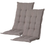 Hochlehner-Auflage 2er-Set, weiches und komfortables Gartenstuhlkissen, taupe, 123 x 50 cm
