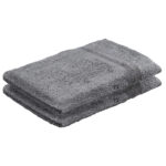 2er-Set Waschhandschuhe Casativo aus 100% Baumwolle, Waschlappen mit Schlaufe, anthrazit