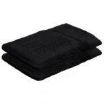 2er-Set Waschhandschuhe Casativo aus 100% Baumwolle, Waschlappen mit Schlaufe, schwarz