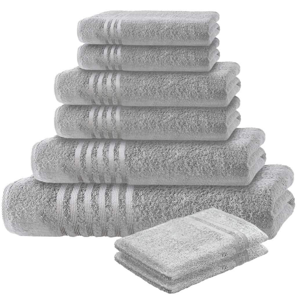 8-teiliges Handtuchset Casativo, Waschlappen, Gäste-, Hand-, Dusch- & Badetücher, silber 8-teiliges Handtuchset Casativo, Waschlappen, Gäste-, Hand-, Dusch- & Badetücher, silber