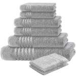 8-teiliges Handtuchset Casativo, Waschlappen, Gäste-, Hand-, Dusch- & Badetücher, silber