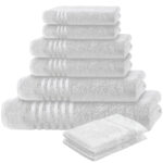 8-teiliges Handtuchset Casativo, Waschlappen, Gäste-, Hand-, Dusch- & Badetücher, weiss