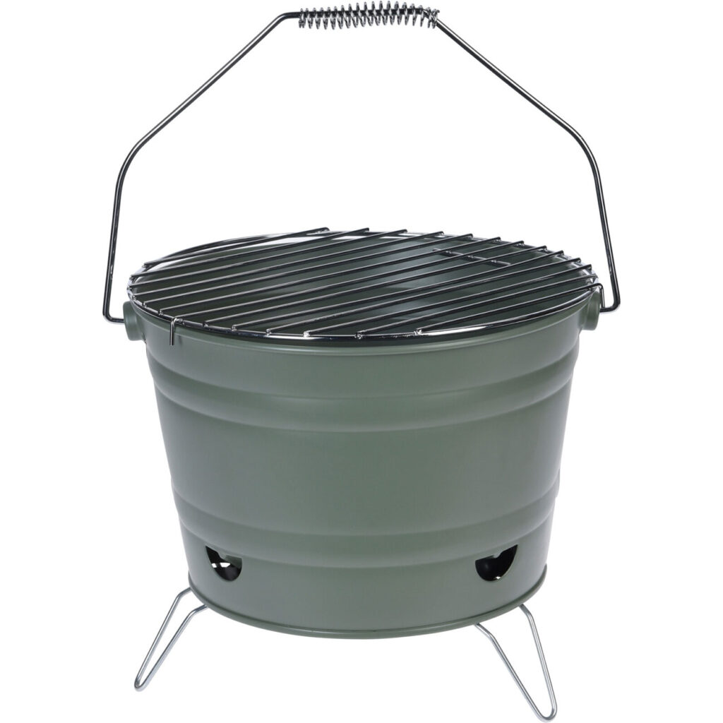 Holzkohlegrill aus Metall, Balkongrill mit Henkel, grün, 27 x 22 cm Holzkohlegrill aus Metall, Balkongrill mit Henkel, grün, 27 x 22 cm