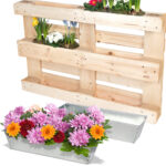 2er-Set Pflanzkasten für Europaletten, Blumenkübel aus verzinktem Metall, 38,5×13,5×8,5cm