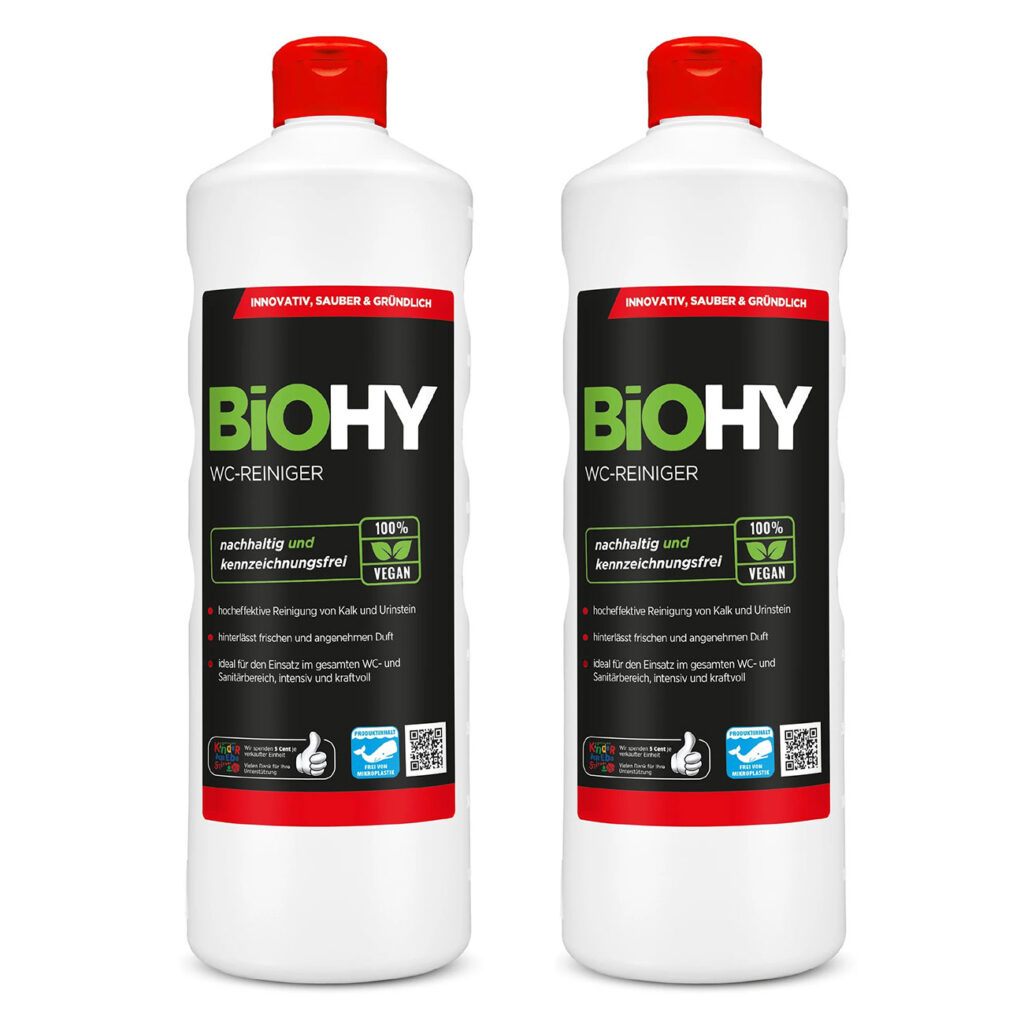 2er-Set WC-Reinigungsgel-Konzentrat, 100% vegan, pH 2,3, 1 Liter 2er-Set WC-Reinigungsgel-Konzentrat, 100% vegan, pH 2,3, 1 Liter
