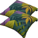 2er-Set Deko-Kissen Blätterdesign grün, 50 x 50 cm