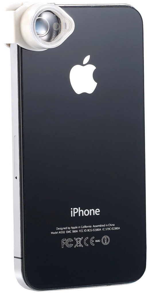 Mikroskop-Adapter für iPhone mit 4-fach Vergrösserung Mikroskop-Adapter für iPhone mit 4-fach Vergrösserung