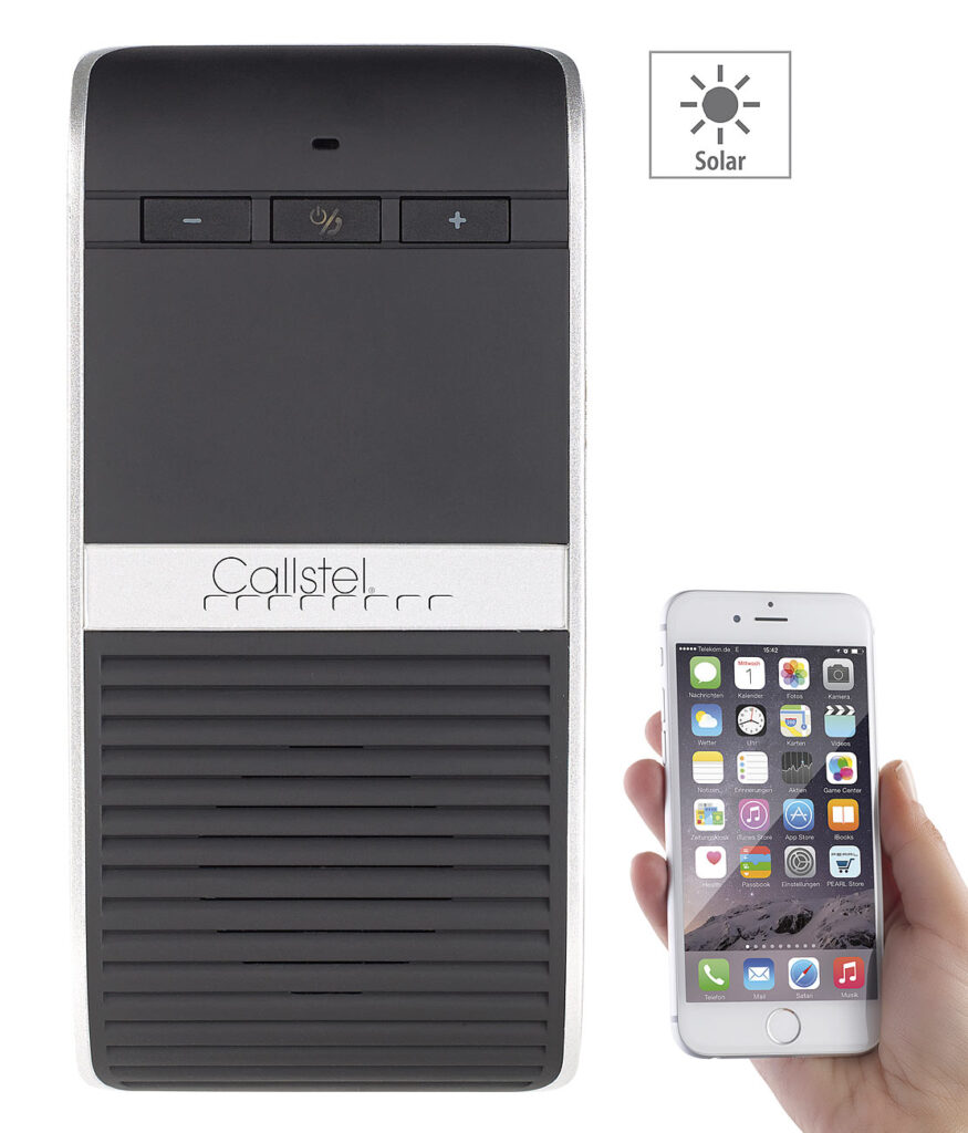 Solar-Kfz-Freisprechsystem, kabellos, Bluetooth 4.0, Multipoint, DSP Solar-Kfz-Freisprechsystem, kabellos, Bluetooth 4.0, Multipoint, DSP