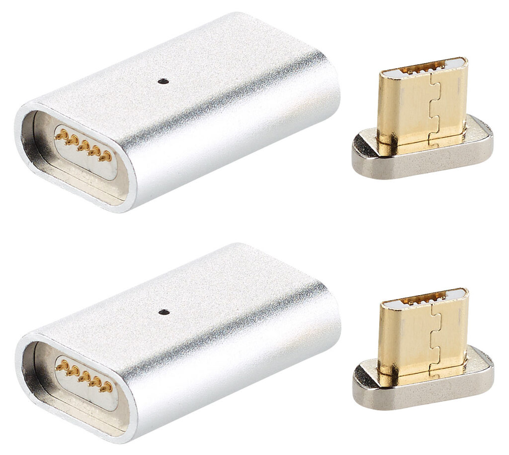 Magnetischer Micro-USB-Adapter für Lade- & Datenkabel, silber, 2er-Set Magnetischer Micro-USB-Adapter für Lade- & Datenkabel, silber, 2er-Set
