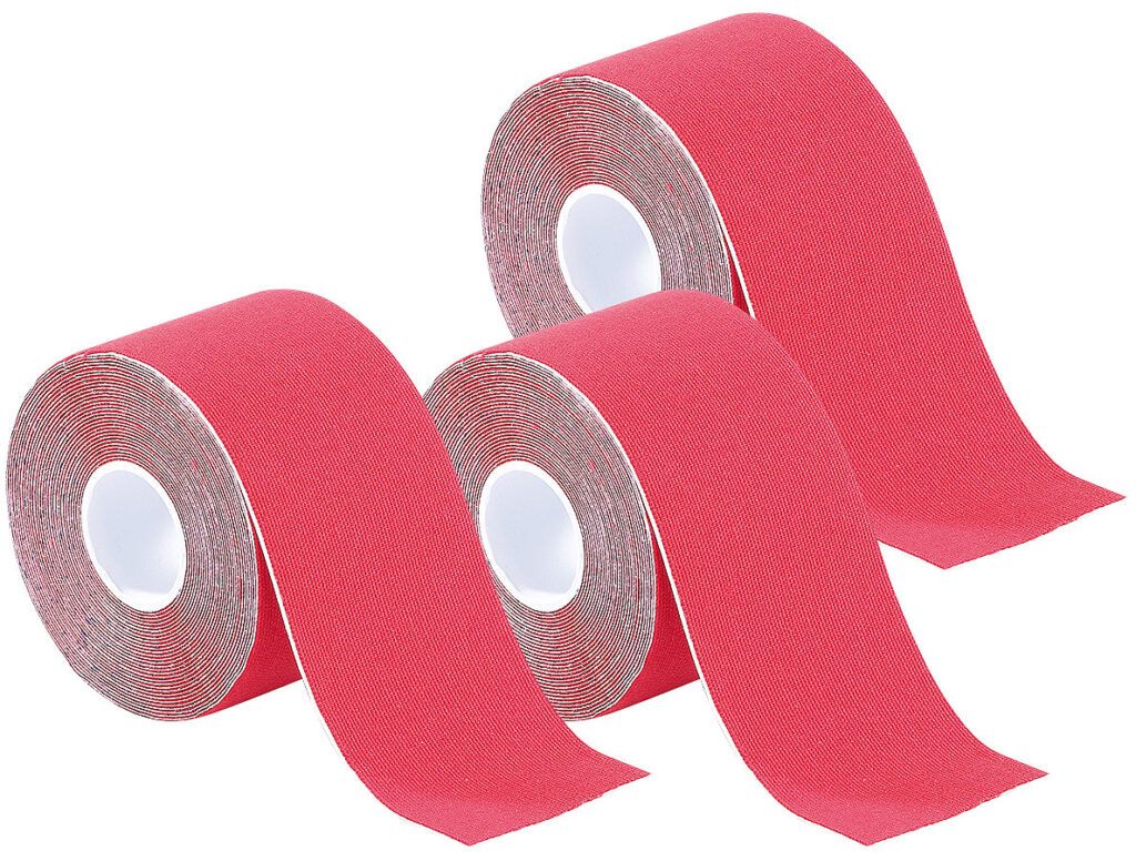 Kinesiologie-Tape aus Baumwollgewebe, 3er-Set, rot Kinesiologie-Tape aus Baumwollgewebe, 3er-Set, rot