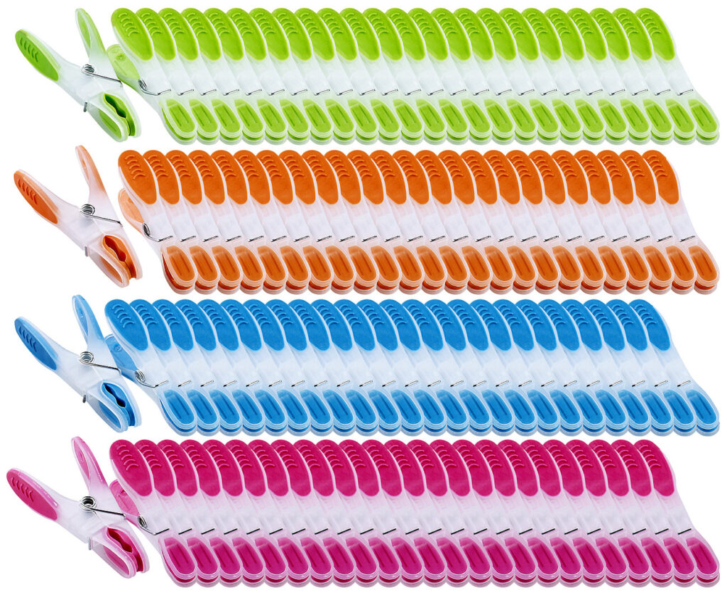 Extra starke Wäscheklammern mit Soft-Grip, 200 Stück, in 4 Farben Extra starke Wäscheklammern mit Soft-Grip, 200 Stück, in 4 Farben