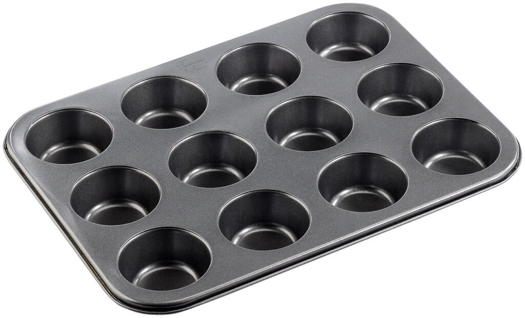 Antihaftbeschichtetes Backblech für 12 Muffins mit 7 cm Durchmesser Antihaftbeschichtetes Backblech für 12 Muffins mit 7 cm Durchmesser