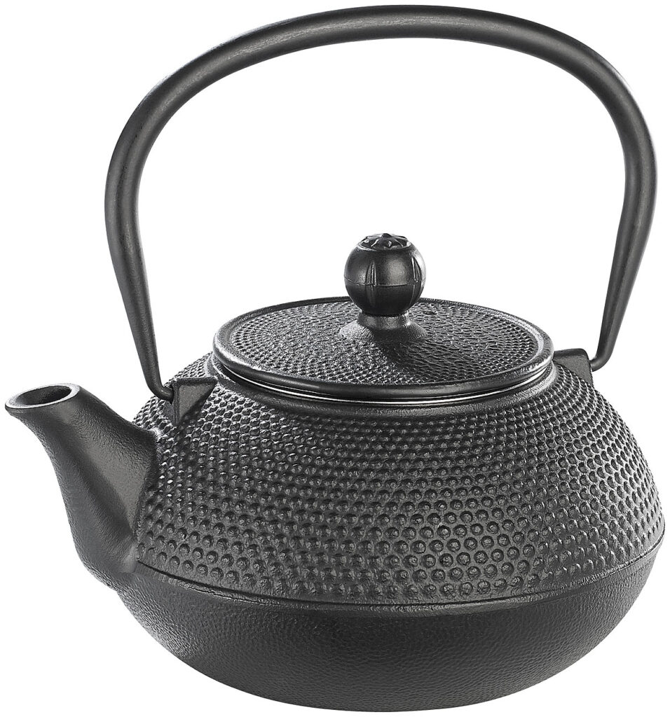 Asiatische Teekanne aus Gusseisen, 0,9 Liter, für säurearme Teesorten Asiatische Teekanne aus Gusseisen, 0,9 Liter, für säurearme Teesorten
