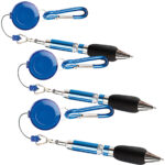 3er-Set Pen-Rewinder mit Karabiner-Haken und Gürtelclip, 60cm Leine