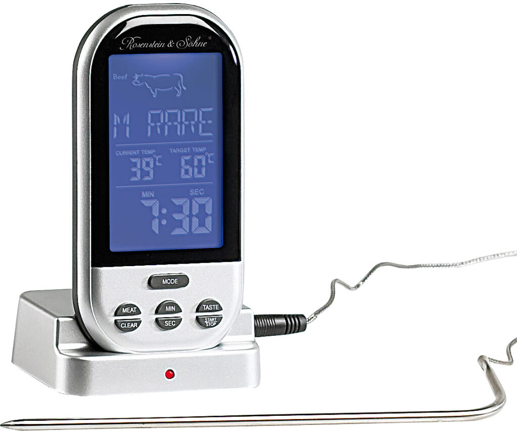 Funk-Brat-/Grillthermometer, externes XXL-Display, 8 Fleischsorten Funk-Brat-/Grillthermometer, externes XXL-Display, 8 Fleischsorten