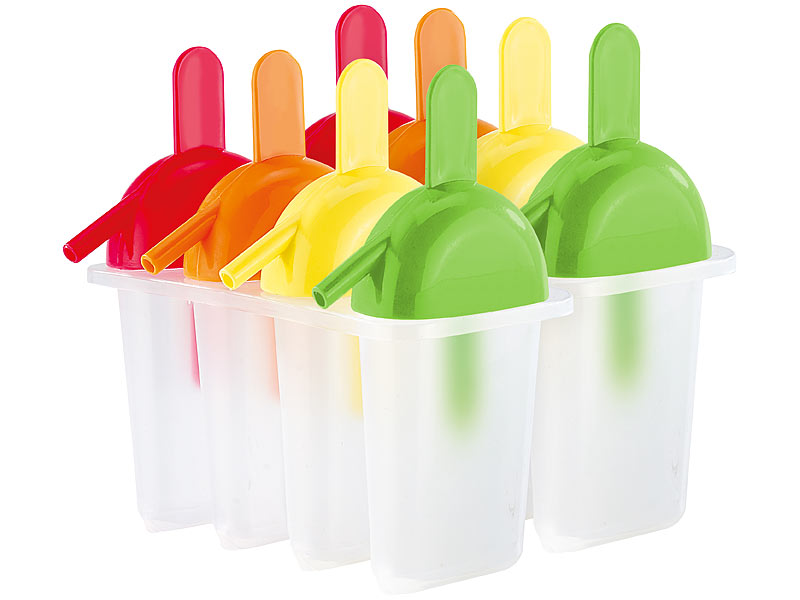 Form für 8 selbstgemachte Eis am Stiel mit Trinkhalm Form für 8 selbstgemachte Eis am Stiel mit Trinkhalm