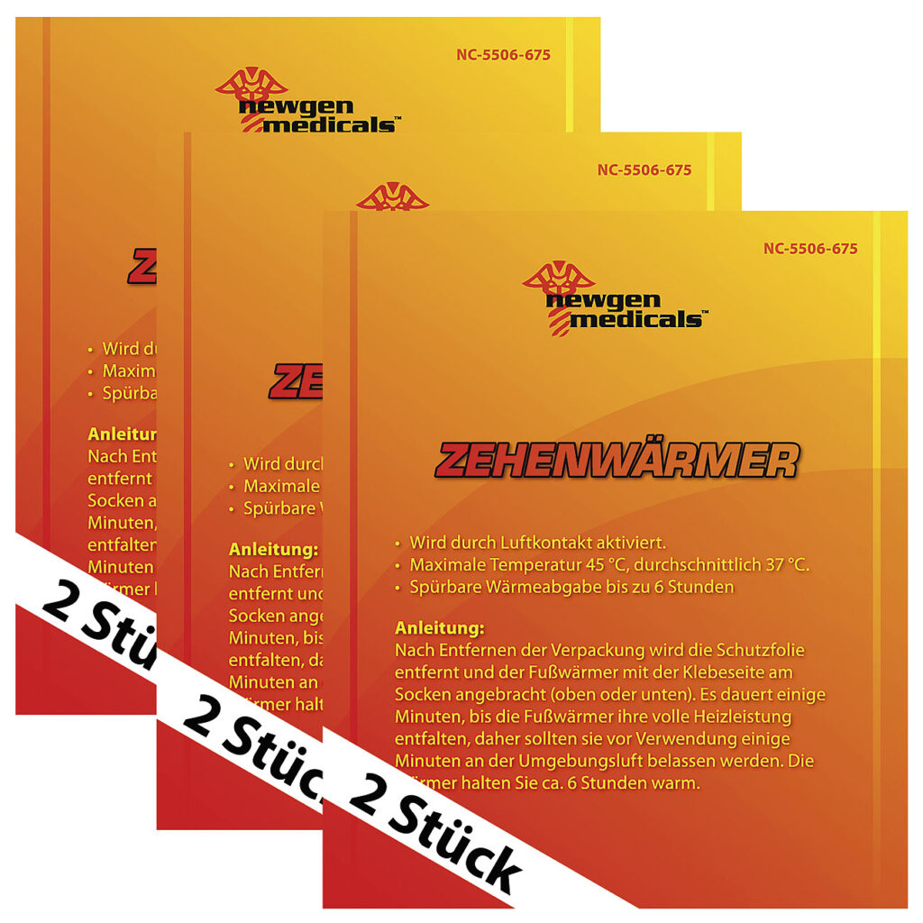 3 Paar Zehenwärmer für bis zu 5 Stunden spürbare Wärmeabgabe 3 Paar Zehenwärmer für bis zu 5 Stunden spürbare Wärmeabgabe